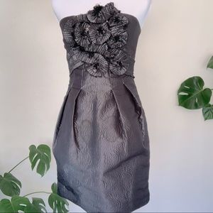 BCBG 6 Black Grey Silver Strapless Wedding Party